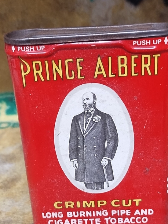 Prince Albert Red Tin Tobacco Can - Crimp Cut